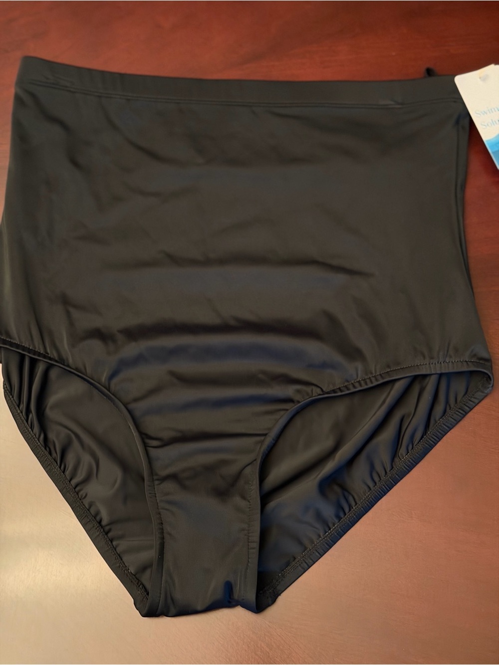 Swim Solutions High-Waist Classic Black Swim Bottoms - Women Swim- NWT Size 16